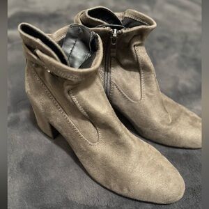 Franco Sarto Taupe Suede Heeled Boots